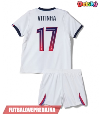Lacne Dětský Futbalové dres Paris Saint-Germain Vitinha #17 2026-27 Krátky Rukáv - Preč (+ trenírky)